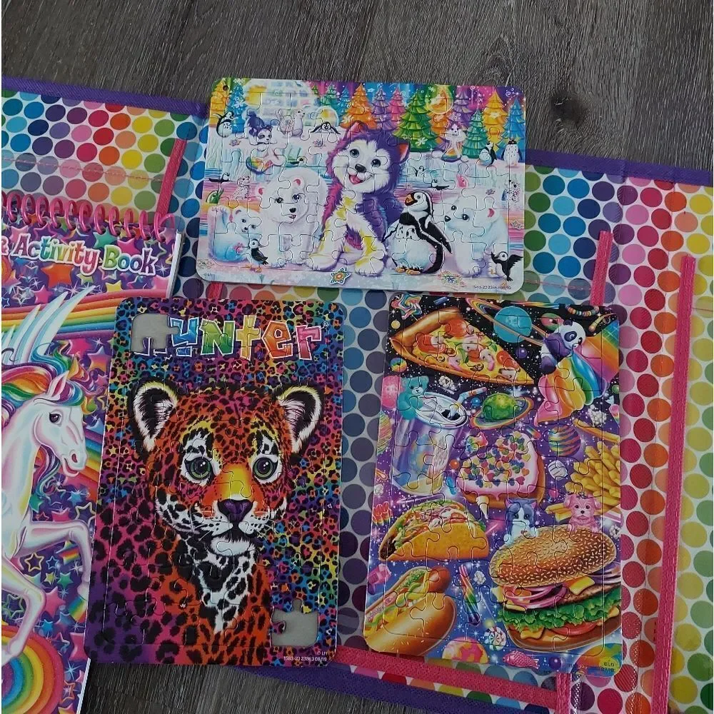 Lisa Frank 2016 Unicorn Trifold Folder School Binder Y2K Puzzles Coloring Book